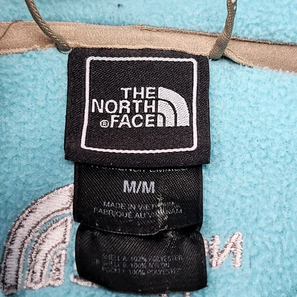 The North Face Fleece Jacket Size Medium Women Full Zip Teal / Brown Color Block
